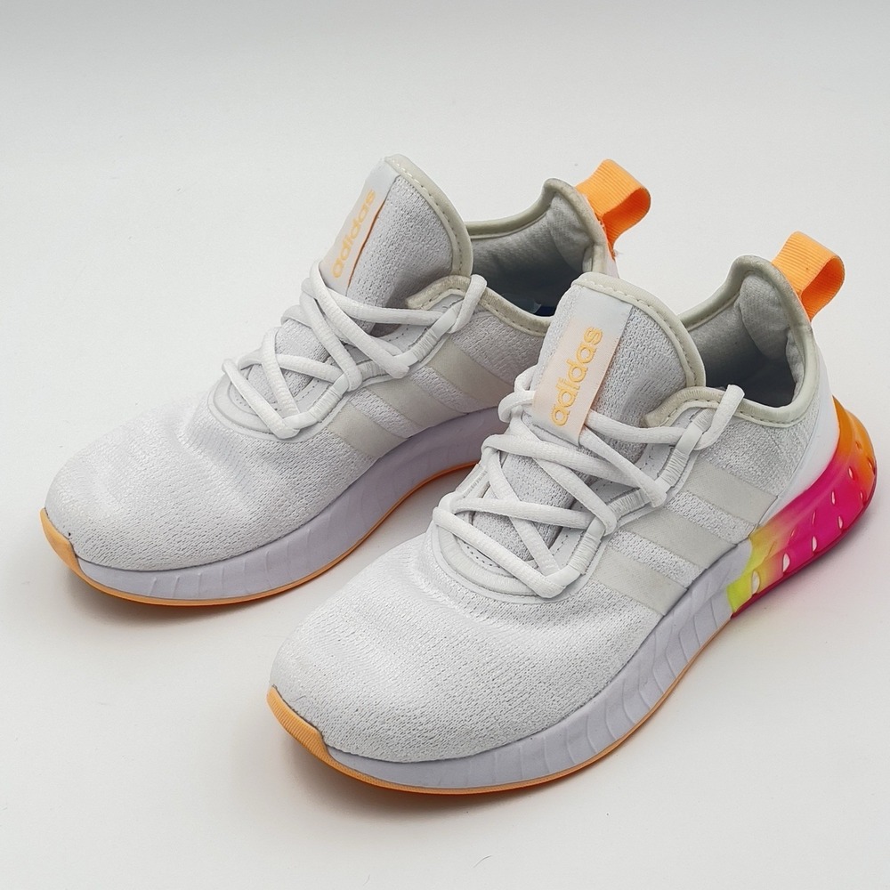 adidas Women's Kaptir Super Running Shoes, White/White/Acid Orange, 6 US
